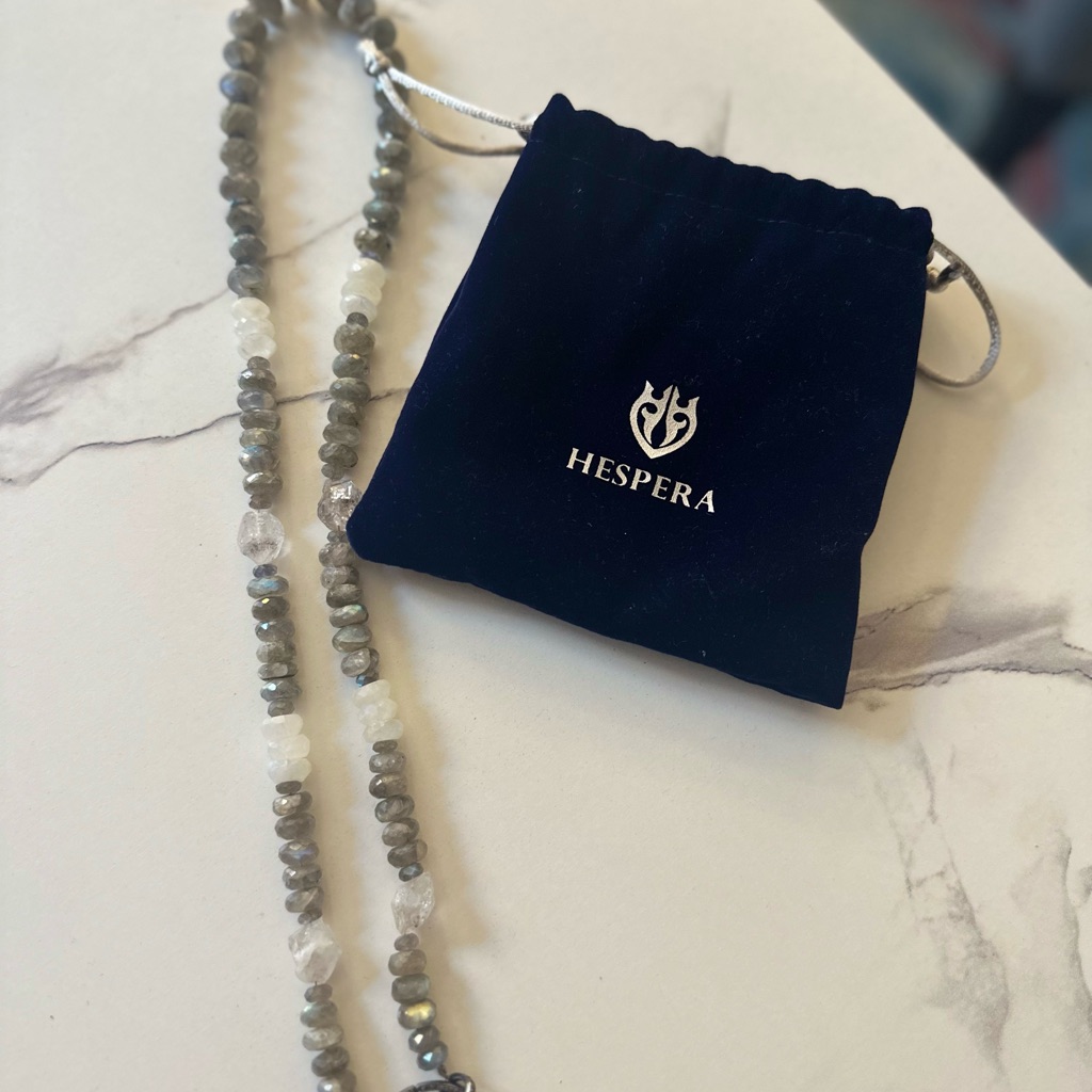 Hespera Laborodite And Quartz Necklace With Pouch